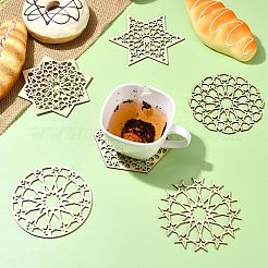 12Pcs 6 Styles Wood Cup Mats&nbsp;AJEW-CJ0001-37