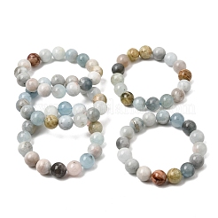 12MM Natural Aquamarine Round Beaded Stretch Bracelets for Women&nbsp;GG-CBA6C75-A01-12mm