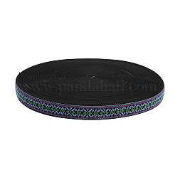 Ethnic Style Embroidery Flat Polyester Elastic Cord/Band&nbsp;OCOR-WH0079-97A