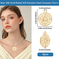 6Pcs 304 Stainless Steel Pendants&nbsp;STAS-BBC0010-74