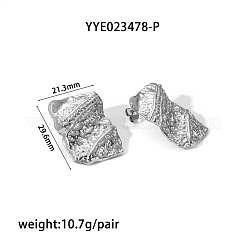 1Pair French Vintage Textured Rectangle 304 Stainless Steel Stud Earrings&nbsp;LR2156-2