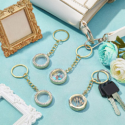 4Pcs Alloy Crystal Rhinestone Locket Pendant Keychain&nbsp;KEYC-UN00026