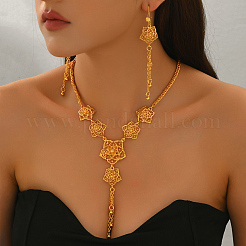 Alloy Hollow Flower Tassel Earrings & Necklaces Sets for Women&nbsp;EU9559