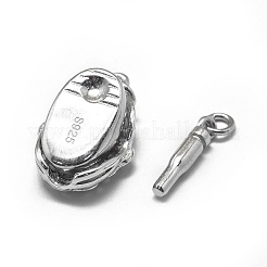 Anti-Tarnish Rhodium Plated 925 Sterling Silver Box Clasps&nbsp;STER-L057-010P