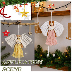 4Pcs Angel Handmade Woven Macrame Cotton Thread Pendant Decorations&nbsp;HJEW-MA00018