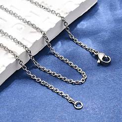 Tarnish Resistant Classic Plain 304 Stainless Steel Mens Womens Cable Chain Necklace Making&nbsp;STAS-P045-01P