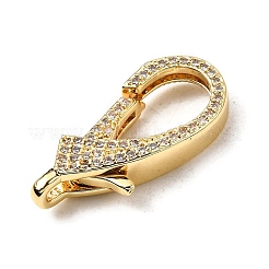 Brass Clear Cubic Zirconia Lobster Claw Clasps&nbsp;KK-Z078-49B-G