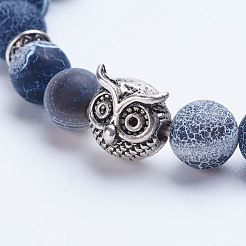 Natural Weathered Agate Beaded Stretch Bracelets&nbsp;X-BJEW-P072-K01
