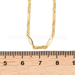 2MM Brass Textured Flat Bar Link Chains Necklaces for Men Women&nbsp;NJEW-L012-08G