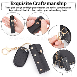 2Pcs PU Leather Lipstick Storage Bags Keychain&nbsp;AJEW-WR0001-23