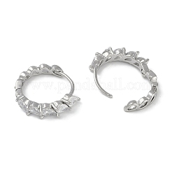 Glass Leaf Hoop Earrings&nbsp;EJEW-L292-008P