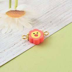 Handmade Polymer Clay Flower Smiling Face Link&nbsp;PALLOY-JF00787