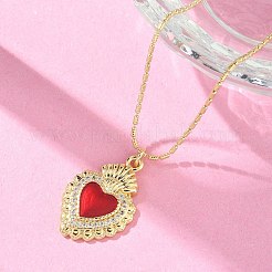 Brass Micro Pave Clear Cubic Zirconia Scared Heart Pendant Necklaces&nbsp;NJEW-D306-05G