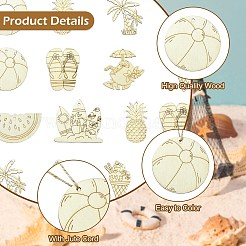 10Pcs Unfinished Blank Wooden Pendants Set for Painting Arts&nbsp;DIY-CJC0007-11-1