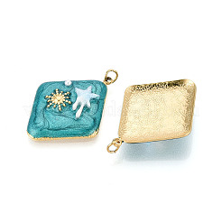 304 Stainless Steel and Enamel Resin ABS Imitation Pearl Pendants&nbsp;STAS-T069-84