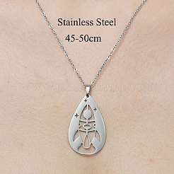 Non-Tarnish 201 Stainless Steel Hollow Rocket Pendant Necklace&nbsp;NJEW-OY001-74
