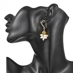 Natural Freshwater Pearl & Natural Amber Dangle Earrings&nbsp;EJEW-JE07368