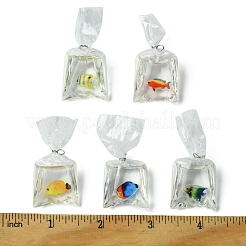 5Pcs 5 Colors Resin Pendants with Iron Jump Ring&nbsp;RESI-FS0001-70