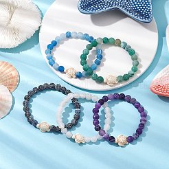 Dyed Natural Weathered Agate Round Beads Stretch Bracelets&nbsp;BJEW-JB11078