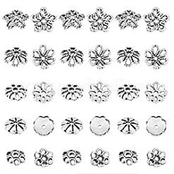 30Pcs 5 Styles 925 Sterling Silver Tibetan Style Beads Caps&nbsp;STER-PH0001-75