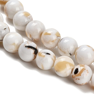 Assembled Synthetic Stone and Trochus Shell Beads Strands&nbsp;G-B128-08B-01-1