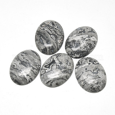 Natural Black Silk Stone/Netstone Cabochons&nbsp;G-R004-15A-1