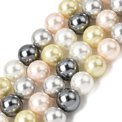 Baking Paint Pearlized Glass Pearl Round Bead Strands&nbsp;PEAR-H019-02D-16-1