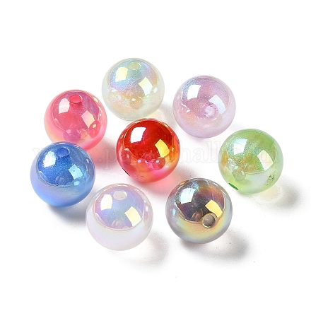 UV Plating Crackle Acrylic Beads MACR-D029-21A-1