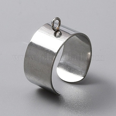 304 Stainless Steel Open Cuff Finger Ring Components&nbsp;STAS-WH0029-40B-P-1