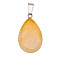 Natural Topaz Jade Pendants, Alloy Snap on Bails, Teardrop, 20mm