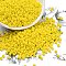 8/0 Glass Seed Beads, Opaque Colours Seed, Small Craft Beads for DIY Jewelry Making, Round, Yellow, 3mm, Hole:1mm, about 666pcs/30g