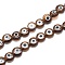 Handmade Evil Eye Lampwork Flat Round Bead Strands, Camel, 10x4mm, Hole: 1mm, about 38pcs/strand, 14 inch