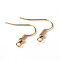 Brass Earring Hooks, Ear Wire, with Horizontal Loop, Nickel Free, Golden, 17~19x16~18x0.6~0.7mm, 21~22 Gauge, Hole: 2mm