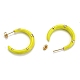 Brass Enamel Half Hoop Earrings&nbsp;EJEW-B004-03G-4