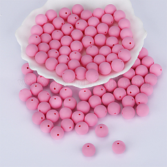 Round Silicone Focal Beads, Pearl Pink, 15mm, Hole: 2mm