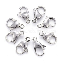 Tarnish Resistant 304 Stainless Steel Lobster Claw Clasps, Parrot Trigger Clasps, Stainless Steel Color, 15x9.5x4mm, Hole: 1.6mm