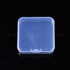 Square Polypropylene(PP) Bead Storage Containers, with Hinged Lid, for Jewelry Small Accessories, Clear, 6.5x6.5x1.9cm, compartment: 62x62mm