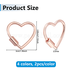 8Pcs 4 Colors Zinc Alloy Screw Carabiner Lock Charms&nbsp;FIND-DC0008-29