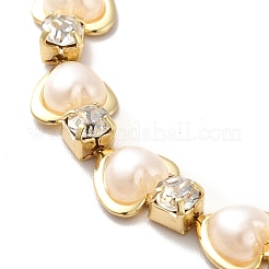 Rack Plating Iron Heart & Square Link Chain Bracelet with Clear Cubic Zirconia&nbsp;BJEW-I300-06G