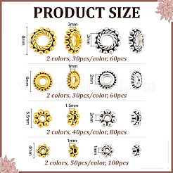 300Pcs 8 Styles Tibetan Style Alloy Spacer Beads&nbsp;FIND-PH0059-88