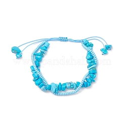 Handmade Glass Seed & SyntheticTurquoise Chip Beads Braided Bead Bracelets&nbsp;BJEW-MZ00250-02