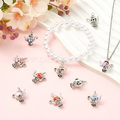 30Pcs 6 Styles Handmade Flower Printed Porcelain with Alloy Pendants&nbsp;PALLOY-YW00214