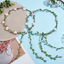 2Pcs 2 Colors Polyester Artificial Rose Garland Headbands Hair Vine&nbsp;AJEW-CP0008-26C