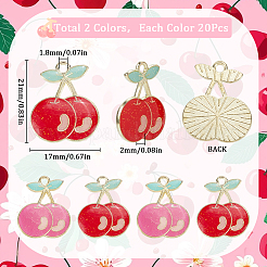 40Pcs 2 Colors Light Gold Plated Alloy Enamel Pendants&nbsp;FIND-SC0013-20