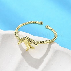 Bird Brass Cuff Rings for Women&nbsp;RJEW-C123-06G