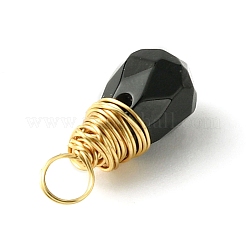 Natural & Synthetic Mixed Gemsotone Faceted Teardrop Charms with Eco-Friendly Copper Wire Wrapped&nbsp;PALLOY-JF02353-01