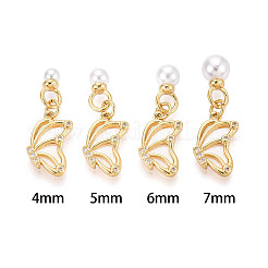 Brass Micro Pave Cubic Zirconia and Shell Cup Pearl Peg Bails Pin Pendants&nbsp;KK-T079-45G