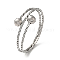 Non-Tarnish 304 Stainless Steel Double Layer Wrap Bangles&nbsp;BJEW-P310-02B-P