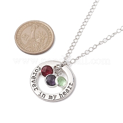 Glass and Alloy Round With Word Forever In My Heart Pendant Necklace&nbsp;NJEW-JN04697-03