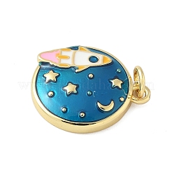 Brass Enamel Pendants&nbsp;KK-C110-13B-G